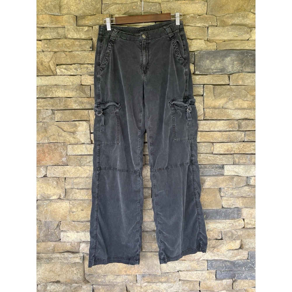 American Eagle Super‎ High Rise Baggy Wide Leg Cargo Pants Woman's 0 Black